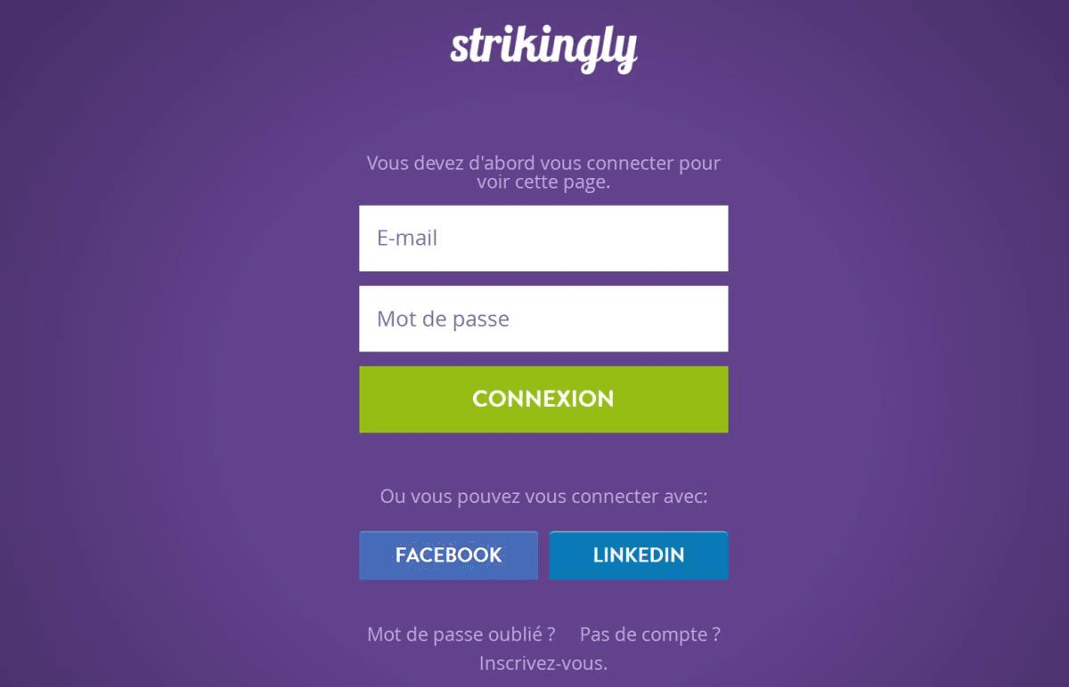 null Connexion au compte Strikingly